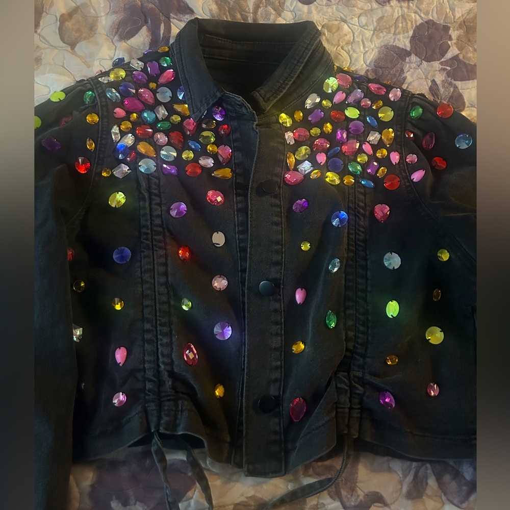 Embellished Black Denim Jacket